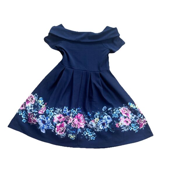 Knitworks Navy Floral Print Dress For Girls 14 or Women Size S with Pearls - Picture 14 of 14